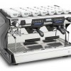 This image is a front-side view of the Rancilio Classe 7 USB Tall espresso machine in Anthracite Black, with 2 groups with a taller group area and volumetric dosing controls.